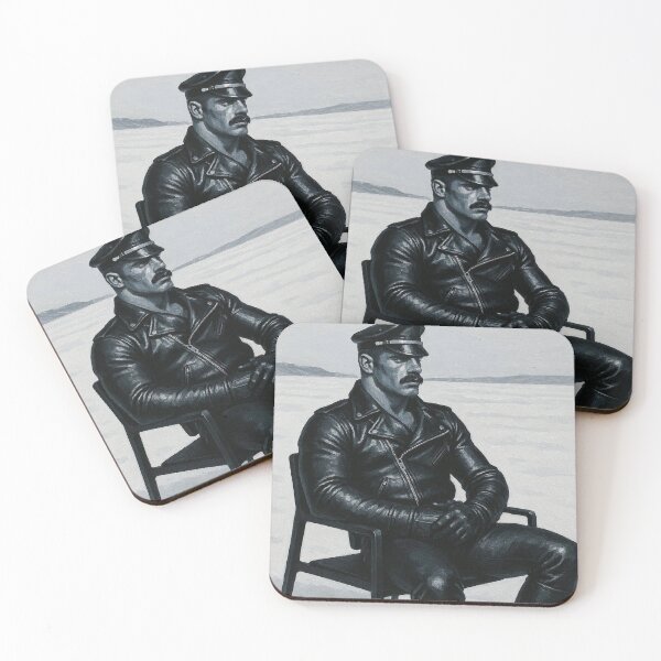 Item preview, The Silence of Snow - Leather Daddy Tom of Finland Leather Man Tribute Acrylic Gay Art. designed and sold by ItsAKinkThing.