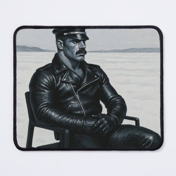 Item preview, The Silence of Snow - Leather Daddy Tom of Finland Leather Man Tribute Acrylic Gay Art. designed and sold by ItsAKinkThing.