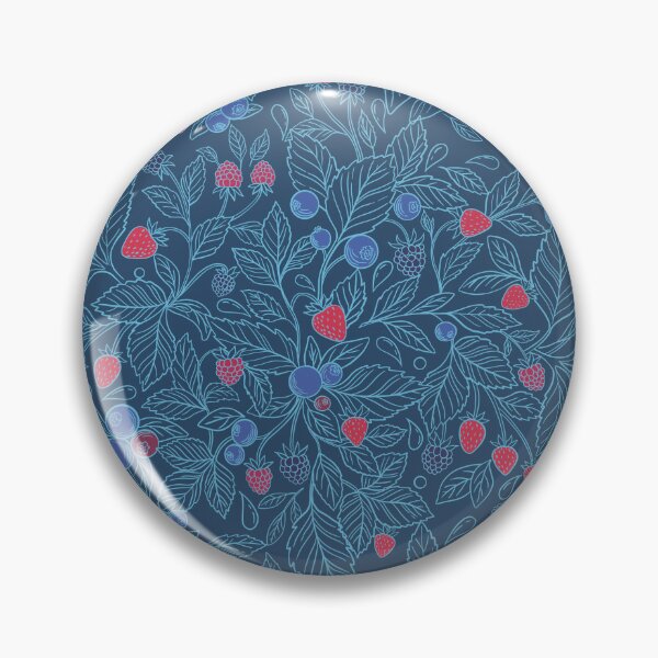 Item preview, Seamless Strawberry, Blueberry & Raspberry botanical pattern, blue designed and sold by and-creative2.