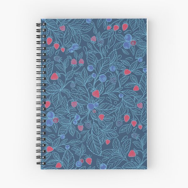 Item preview, Seamless Strawberry, Blueberry & Raspberry botanical pattern, blue designed and sold by and-creative2.