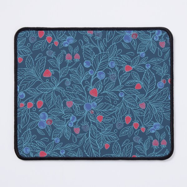 Item preview, Seamless Strawberry, Blueberry & Raspberry botanical pattern, blue designed and sold by and-creative2.