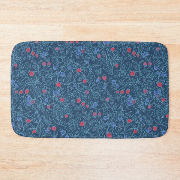 Item preview, Seamless Strawberry, Blueberry & Raspberry botanical pattern, blue designed and sold by and-creative2.
