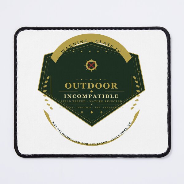 Item preview, Outdoor Incompatible Badge — Funny Vintage Warning Shield Sticker | Indoor Humor Gift designed and sold by Mega-Shopping.