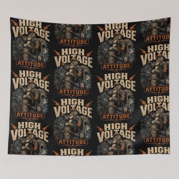Item preview, High Voltage Attitude Squirrel Lineman Electrician Vintage Graphic designed and sold by Mind-Drift.