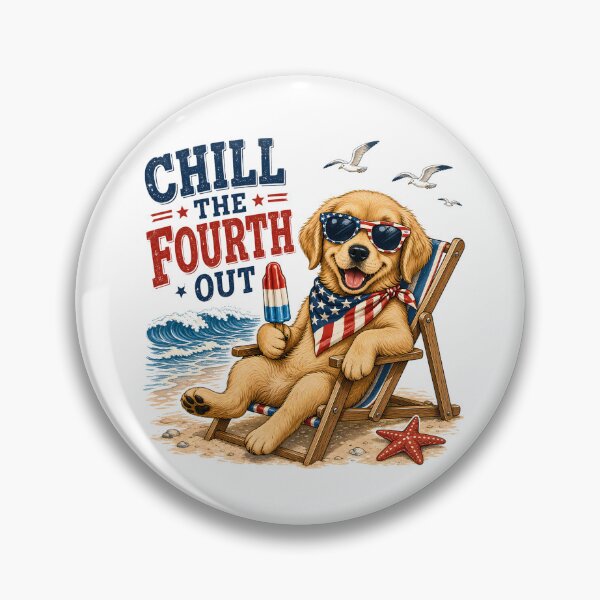 Item preview, Chill The Fourth Out Golden Retriever Beach Dog - Funny 4th of July Patriotic Puppy designed and sold by CutOutIdols.