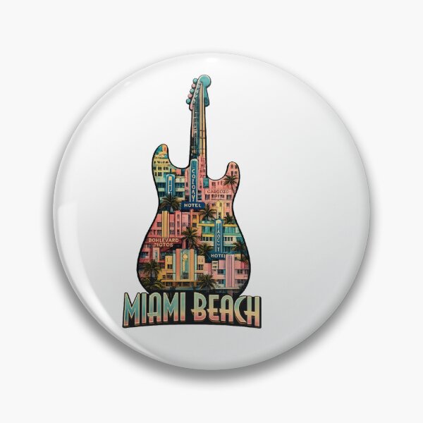Item preview,  Miami Beach Guitar Shirt - Art Deco Hotels Gift for Music Lovers. designed and sold by UrbanPrintVibes.
