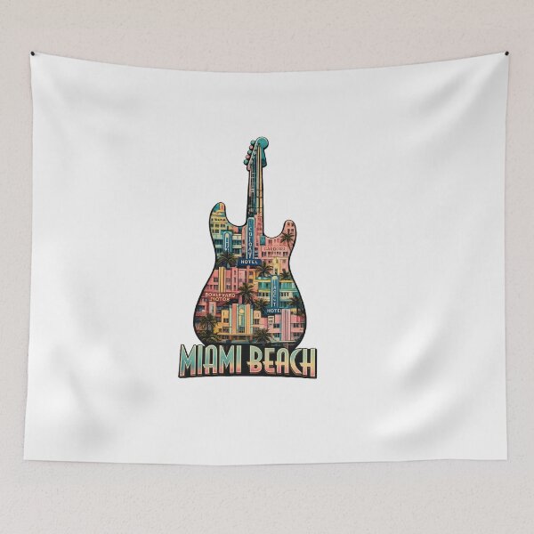 Item preview,  Miami Beach Guitar Shirt - Art Deco Hotels Gift for Music Lovers. designed and sold by UrbanPrintVibes.