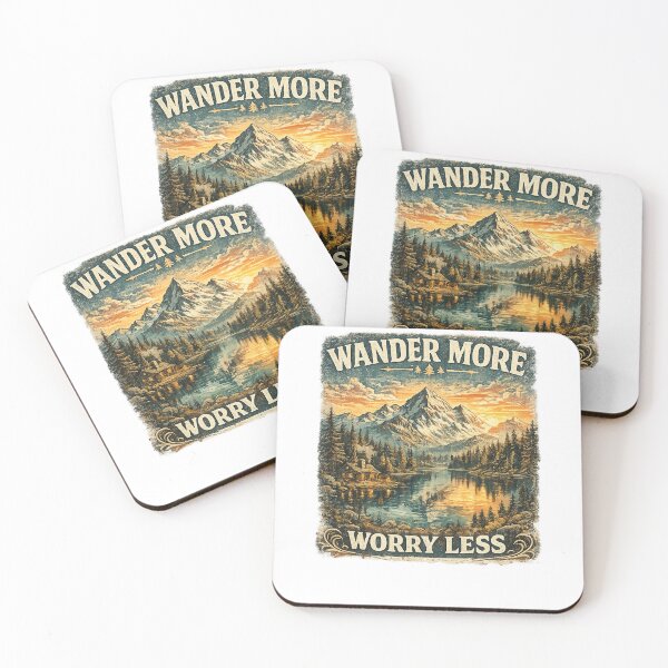 Item preview, Wander More Worry Less Mountain Adventure Design designed and sold by ZovLane.