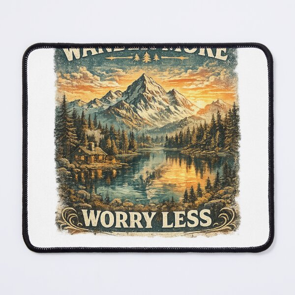Item preview, Wander More Worry Less Mountain Adventure Design designed and sold by ZovLane.