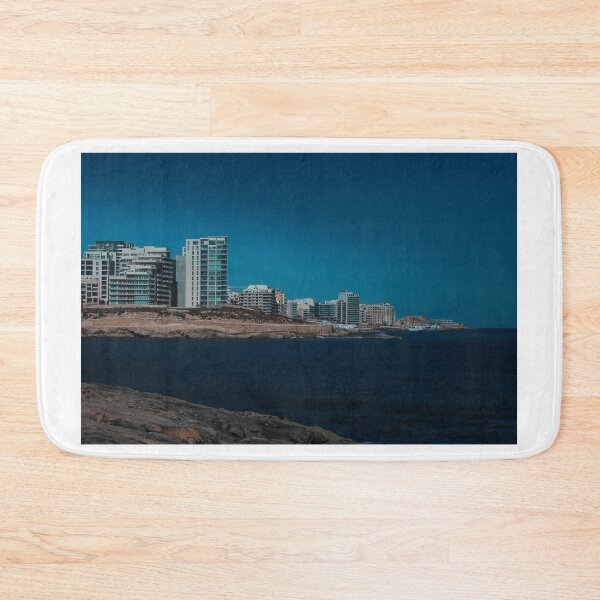 Item preview, Coastal City Waterfront With Modern Apartment Buildings Overlooking Deep Blue Sea And Rocky Shoreline designed and sold by Nmallia.
