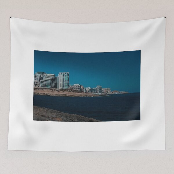 Item preview, Coastal City Waterfront With Modern Apartment Buildings Overlooking Deep Blue Sea And Rocky Shoreline designed and sold by Nmallia.