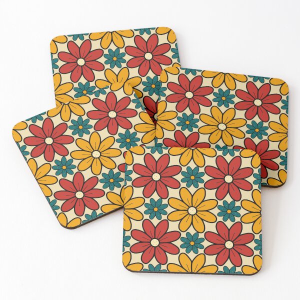 Item preview, Green, Red and Yellow Vintage Flowers Design E9 designed and sold by StefanStudioArt.