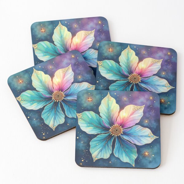 Item preview, Aurora Starpetal Bloom – Celestial Watercolor Fantasy Flower Illustration designed and sold by Oonward2021.