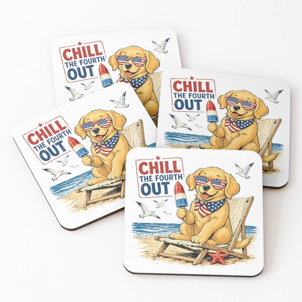 Item preview, Funny 4th of July Beach Dog - Chill The Fourth Out Golden Retriever designed and sold by CutOutIdols.