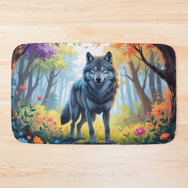 Item preview, Majestic Wolf in Colorful Forest designed and sold by Nick Seidel.
