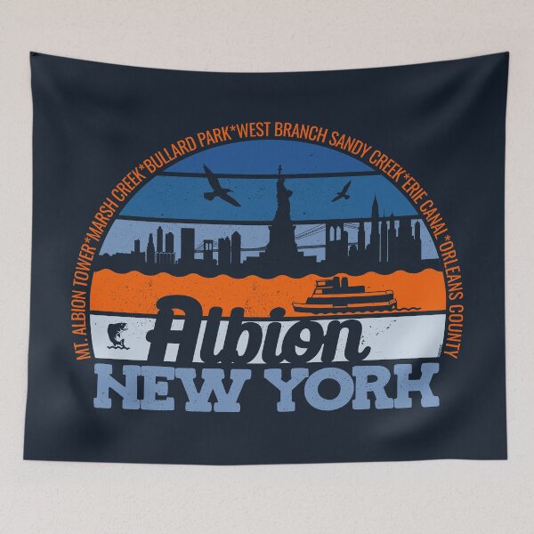 Item preview, Albion New York Sunset Retro Vintage Local Pride Logo designed and sold by CRHPOD20.