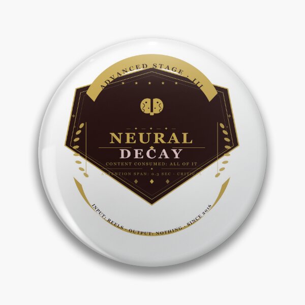Item preview, Neural Decay Badge — Funny Vintage Military Shield Sticker | Short Form Content Humor Gift designed and sold by Mega-Shopping.