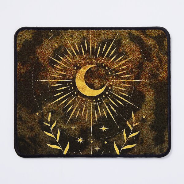 Item preview, Mystical golden celestial Moon and Radiant star art designed and sold by FahdSpaceArt.