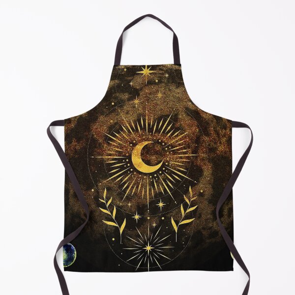 Item preview, Mystical golden celestial Moon and Radiant star art designed and sold by FahdSpaceArt.