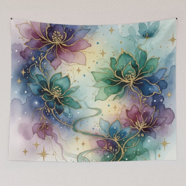 Item preview, Astral Lotus Reverie – Enchanted Watercolor Celestial Floral Illustration designed and sold by Dream Bloom Gallery.