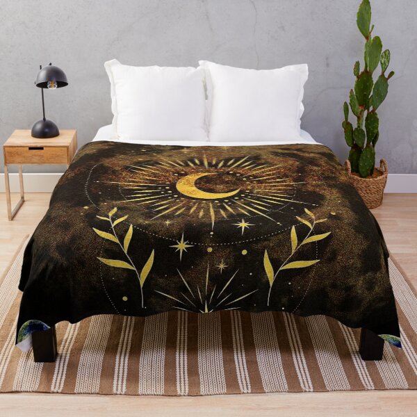 Item preview, Mystical golden celestial Moon and Radiant star art designed and sold by FahdSpaceArt.