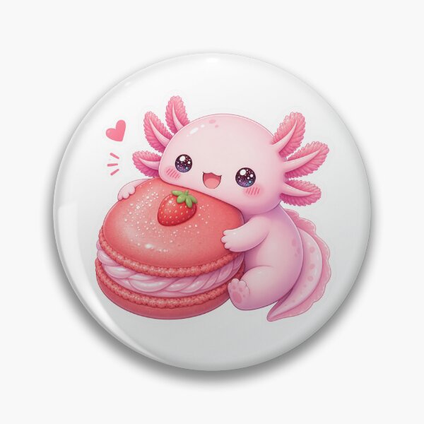 Item preview, Strawberry Macaron Axolotl Kawaii Sticker designed and sold by GiggleGlyphsX.
