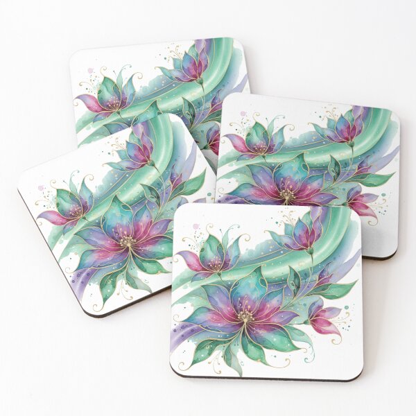 Item preview, Aurora Jewelblossom Symphony – Luxury Watercolor Fantasy Floral Illustration designed and sold by Oonward2021.