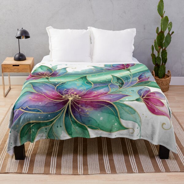 Item preview, Aurora Jewelblossom Symphony – Luxury Watercolor Fantasy Floral Illustration designed and sold by Oonward2021.