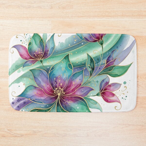 Item preview, Aurora Jewelblossom Symphony – Luxury Watercolor Fantasy Floral Illustration designed and sold by Oonward2021.