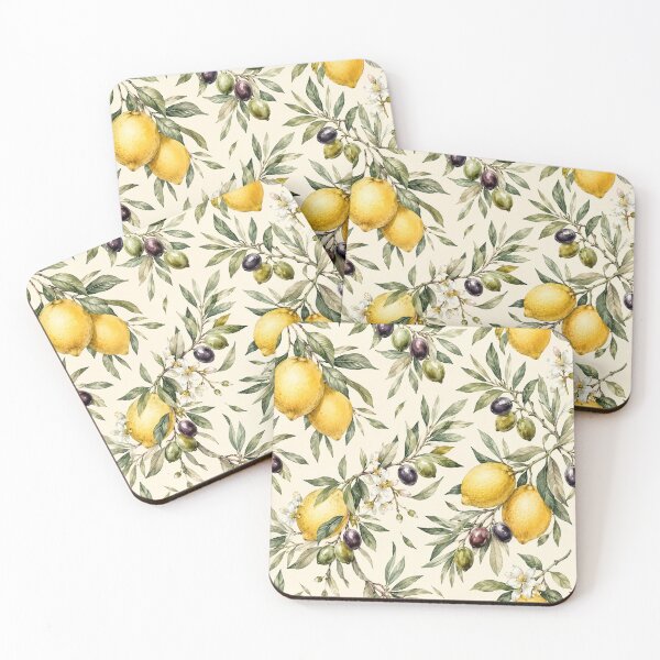 Item preview, Watercolor Lemon & Olive Branch Pattern | Mediterranean Botanical Art designed and sold by TheSlowShore.
