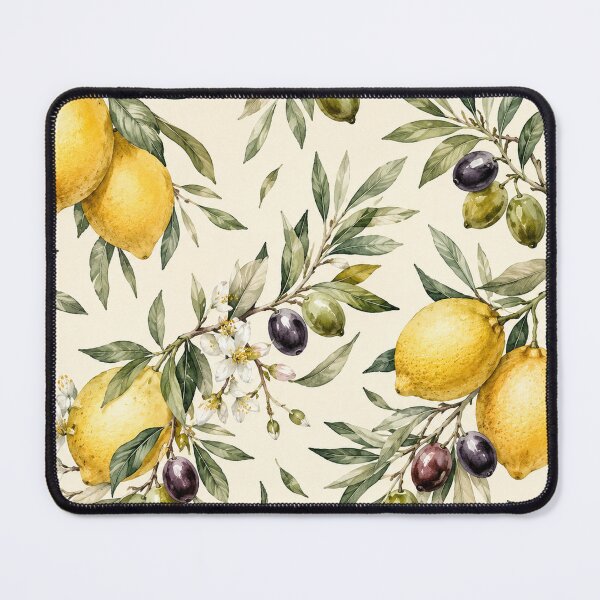 Item preview, Watercolor Lemon & Olive Branch Pattern | Mediterranean Botanical Art designed and sold by TheSlowShore.