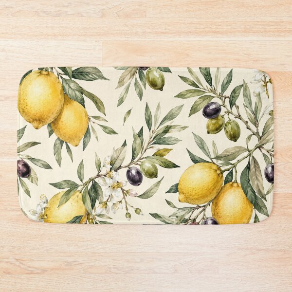 Item preview, Watercolor Lemon & Olive Branch Pattern | Mediterranean Botanical Art designed and sold by TheSlowShore.