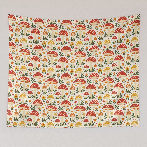 Item preview, Retro Folk Art Mushroom Seamless Pattern Flat Graphic designed and sold by Inkworksbyshery.
