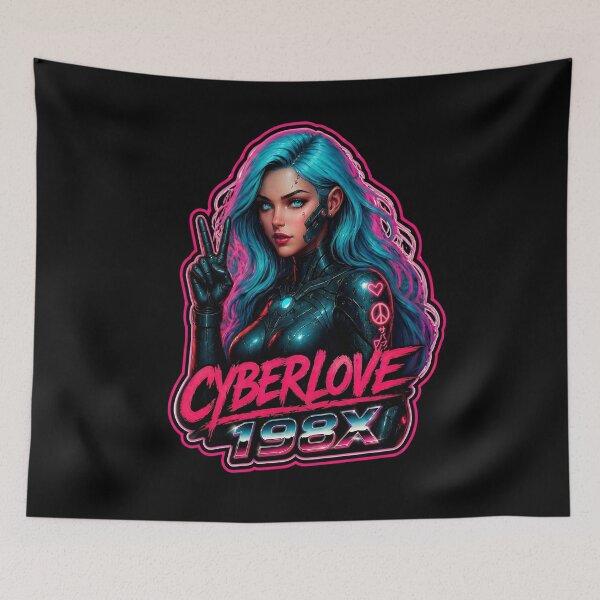 Item preview, Cyberlove 198X Retro Synthwave Girl designed and sold by ROYFOREVER by Yasemin .