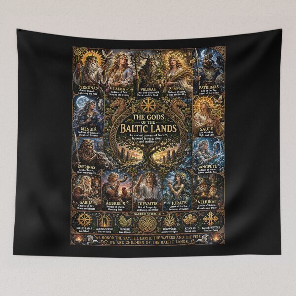 Item preview, Baltic Gods Collage | Ancient Baltic Mythology Pantheon Art Featuring Perkūnas, Dievas & Saulė designed and sold by RockyLambda.