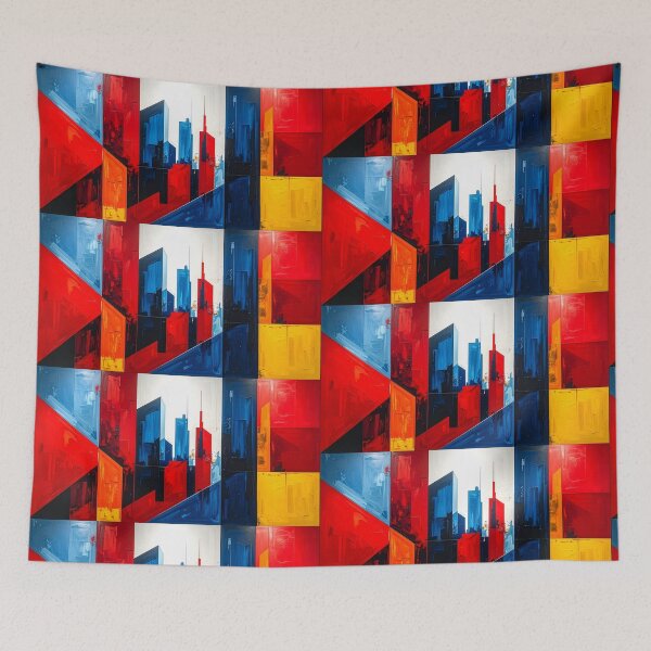 Item preview, Offset Lithograph 3D Shapes | Red Cyan Graphic | Blue Yellow Overlay designed and sold by PYRAMIDA Co..