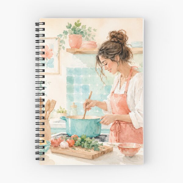 Item preview, Watercolour Woman Cooking in a Sunlit Kitchen designed and sold by Creative Nook.
