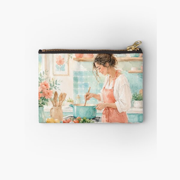 Item preview, Watercolour Woman Cooking in a Sunlit Kitchen designed and sold by Creative Nook.