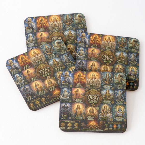 Item preview, Vedic Gods Collage | Ancient Vedic Mythology Pantheon Art Featuring Indra, Agni, Varuna & Soma designed and sold by RockyLambda.