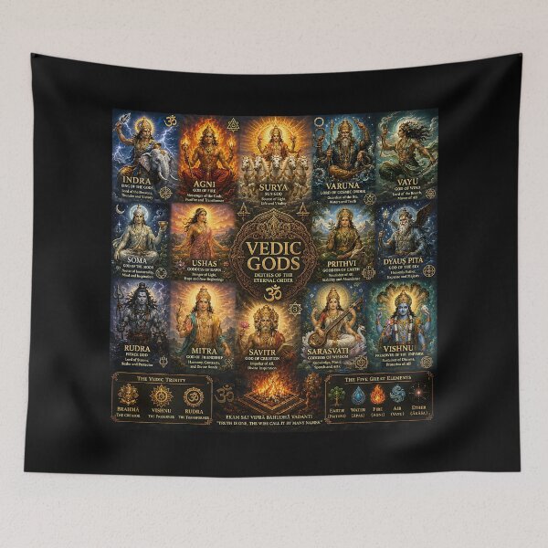 Item preview, Vedic Gods Collage | Ancient Vedic Mythology Pantheon Art Featuring Indra, Agni, Varuna & Soma designed and sold by RockyLambda.