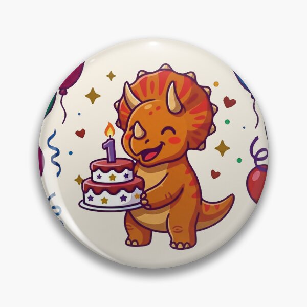 Artikelvorschau, Ein orangefarbener Triceratops von Saurus zum 1. Geburtstag, Geschenk für Jungen/Mädchen, Kleinkinder, die Dinosaurier lieben entworfen und verkauft von Tronstell.