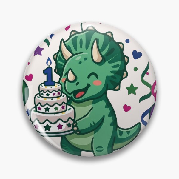 Artikelvorschau, Ein grüner Triceratops von Saurus zum 1. Geburtstag, Geschenk für Jungen/Mädchen, Kleinkinder, die Dinosaurier lieben entworfen und verkauft von Tronstell.