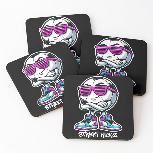 Item preview, Street Kickz Cool Soccer Ball Mascot Retro Neon Sneakers designed and sold by TeNovaStudio ⭐⭐⭐⭐⭐.
