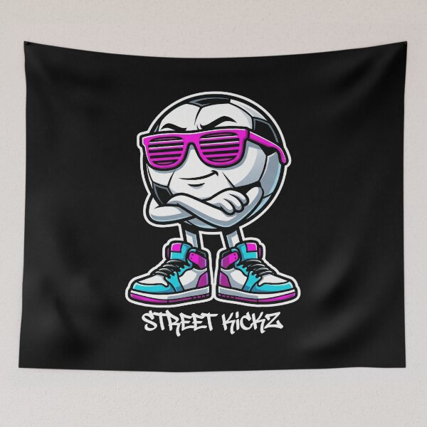 Item preview, Street Kickz Cool Soccer Ball Mascot Retro Neon Sneakers designed and sold by TeNovaStudio ⭐⭐⭐⭐⭐.
