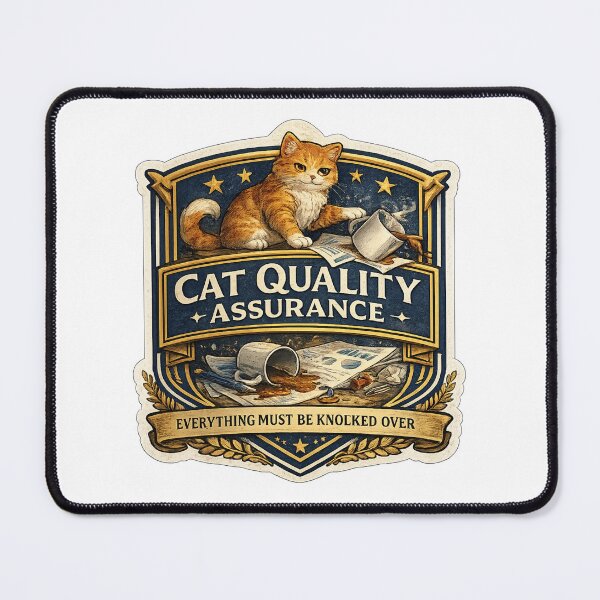 Item preview, Cat Quality Assurance | Everything Must Be Knocked Over | Funny Cat Corporate Parody designed and sold by MrDev.