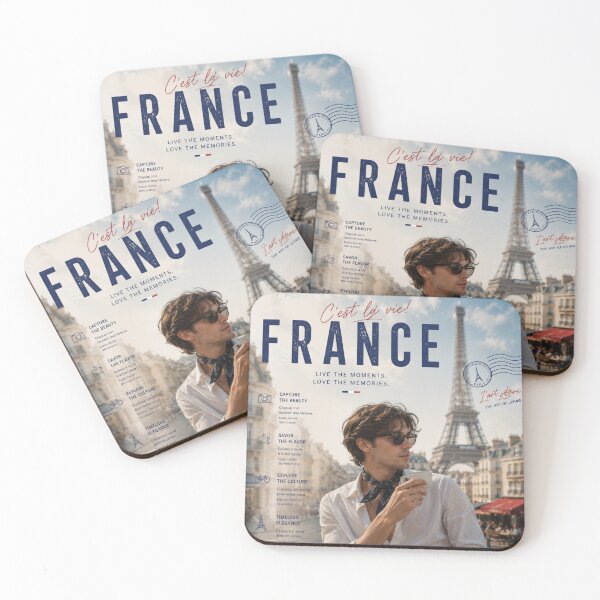 Item preview, France Travel Lifestyle Poster – Paris Café Culture, Eiffel Tower & French Elegance Art Print designed and sold by Inkora-Art.