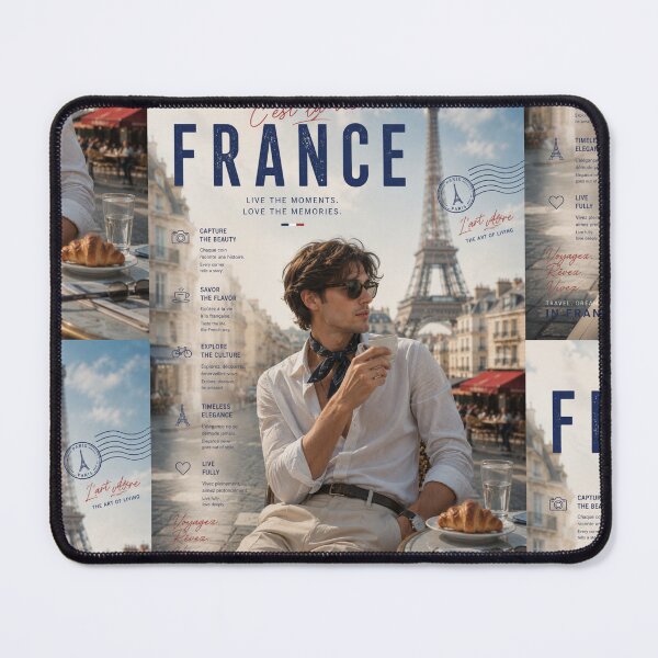 Item preview, France Travel Lifestyle Poster – Paris Café Culture, Eiffel Tower & French Elegance Art Print designed and sold by Inkora-Art.