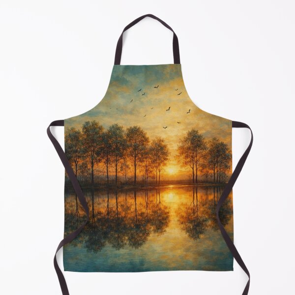Item preview, Golden Sunset Lake Landscape Painting Nature Serenity Art designed and sold by Joey Santiago.
