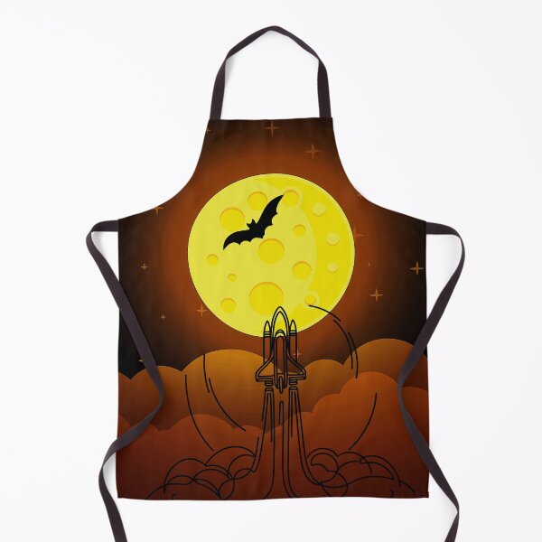 Item preview, space rocket launch with big yellow moon cartoon art designed and sold by FahdSpaceArt.