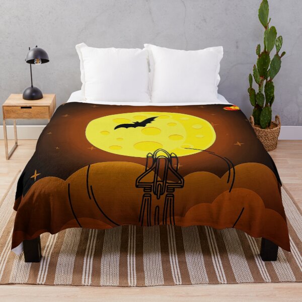 Item preview, space rocket launch with big yellow moon cartoon art designed and sold by FahdSpaceArt.